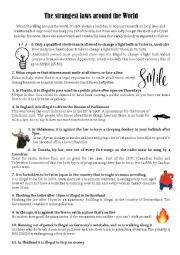 English Worksheet: The strangest Laws around the world