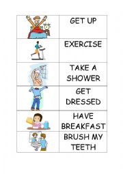 English Worksheet: Daily Routine Memory Game