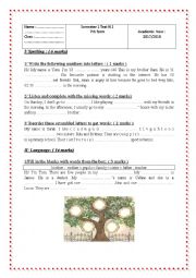 English Worksheet: semester 1 test n1 7th form