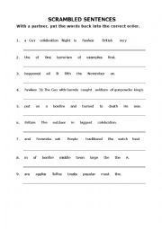 English Worksheet: Guy Fawkes