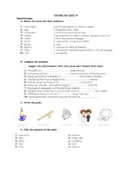English Worksheet: Vocabulary Quiz-5
