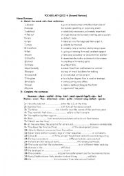 English Worksheet: Vocabulary Quiz-6
