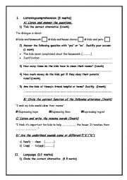 English Worksheet: Mid-semester 1 Test 1 (9th grade,Tunisian pupils)