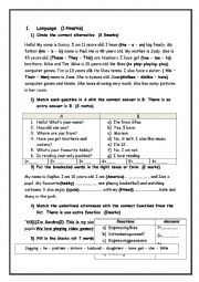 English Worksheet: Mid-Semester 1 Test 1