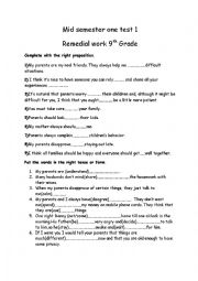 English Worksheet: Test correction (9th Grade)