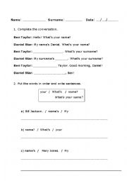 English Worksheet: Whats your name