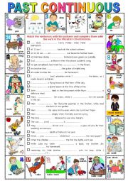 English Worksheet: PAST CONTINUOUS  -  Pictionary + Exercises + KEY + teachers extras