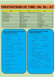 PREPOSITIONS OF TIME: ON / IN / AT