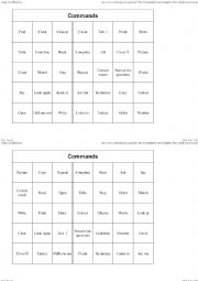 English Worksheet: Textbook commands Bingo
