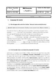 Mid- term  test 1 9th Form