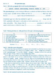 English Worksheet: generation gap