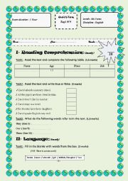 English Worksheet: test intermediate level