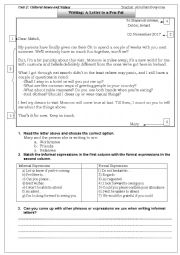 English Worksheet: Writing Informal letter