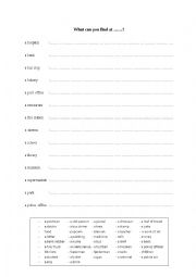 English Worksheet: Places of town