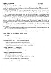 English Worksheet: exam about Education in The World 
