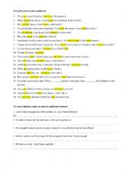English Worksheet: zero first and secon continitonal