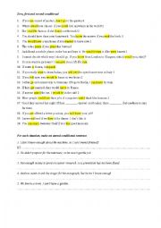 English Worksheet: zero first and secon continitonal
