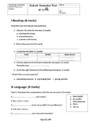 English Worksheet: 8th form test