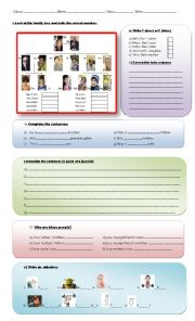 English Worksheet: Family, possessive case and adjectives. 