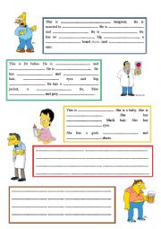 English Worksheet: Describing the Simpsons