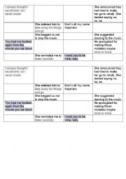 English Worksheet: Reported songs game
