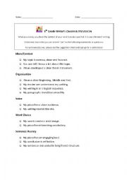 English Worksheet: Writers Checklist