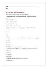 English Worksheet: can-cant-could-couldnt