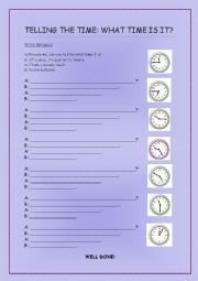 English Worksheet: What time is it