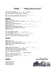 English Worksheet: What about us? Song Worksheet