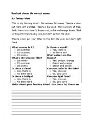 English Worksheet: My fantasy island