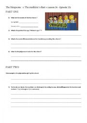 English Worksheet: Oral comprehension - The Simpson (New technologies at school)