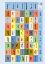 English Worksheet: Time prepositions AT-ON - Speaking game