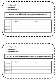 Giving Advice - practicing modal verbs 