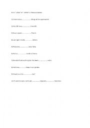 English Worksheet: a few / a litte
