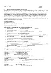 English Worksheet: Test- 6th graders