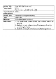 English Worksheet: Does