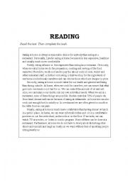 English Worksheet: Reading text