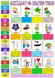 English Worksheet: Auxiliary or helping verbs + key