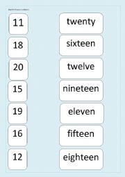 Match  the numbers 