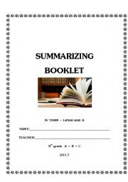 English Worksheet: Summarizing Booklet