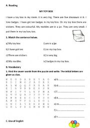 English Worksheet: ABOUT TOYS