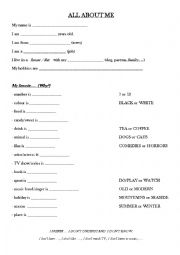 English Worksheet: All about me - elementary
