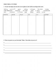 English Worksheet: free time activities / hobbies