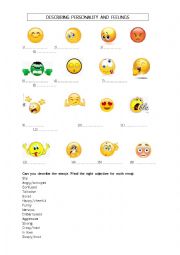 English Worksheet: Describing personality and feelings