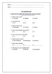 English Worksheet: listening introduction