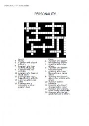 PERSONALITY - CROSSWORDS + KEY