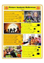 English Worksheet: Halloween Picture Analysis 