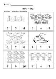 English Worksheet: Counting - Transport Theme