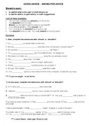 English Worksheet: ADVICE-SUGGESTIONS-Exercise