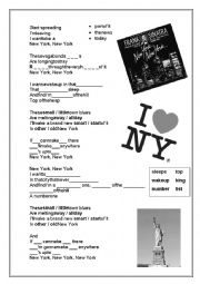 English Worksheet: SONG NEW YORK NEW YORK BY FRANK SINATRA